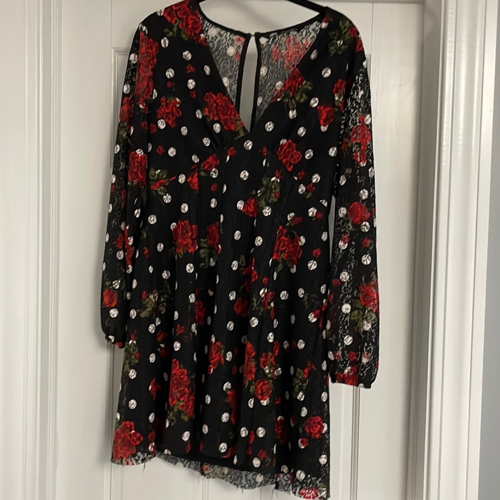Zara lace rose print dress